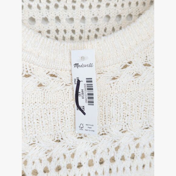 NWT Madewell Scalloped-Trim Sweater Tee Size S Sand Beige Crochet Boho Indie - Picture 8 of 13